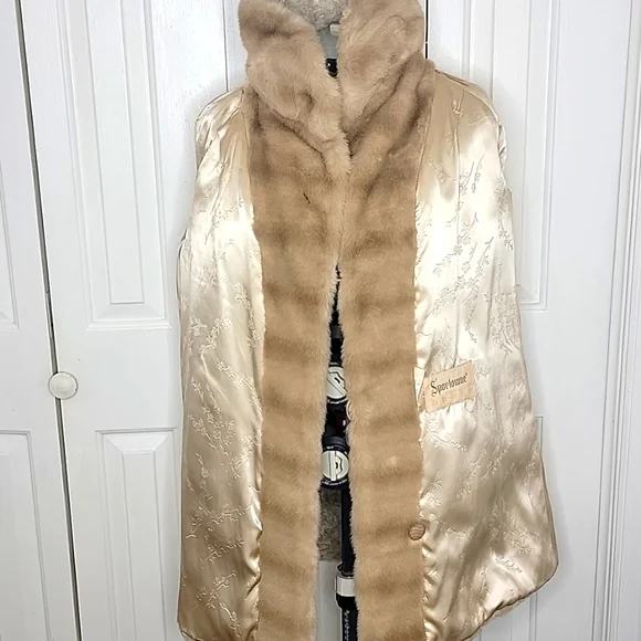 Sportowne Tan Faux Fur Coat Size 10 Vintage - Picture 10 of 10